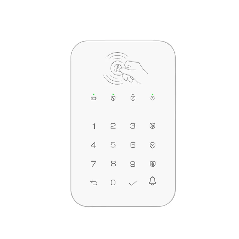 CPVAN 433Mhz Wireless Touch Keyboard with 2pcs RFID card Arm/Disarm Password Keypad For Tuya Smart Home Security Alarm System