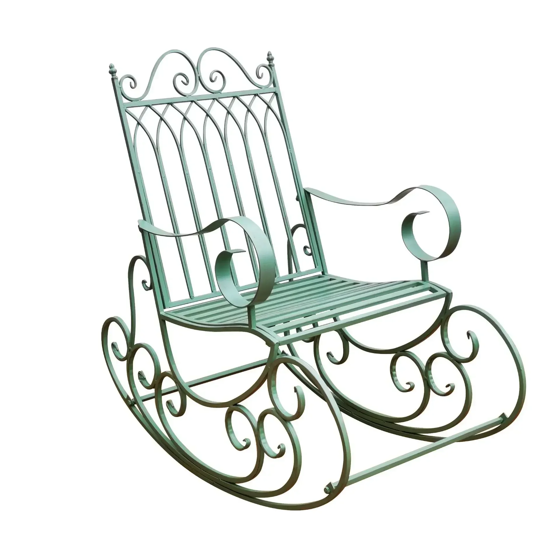 

European-style old garden wrought iron rocking chair patio villa balcony outdoor princess style single back lounge chair