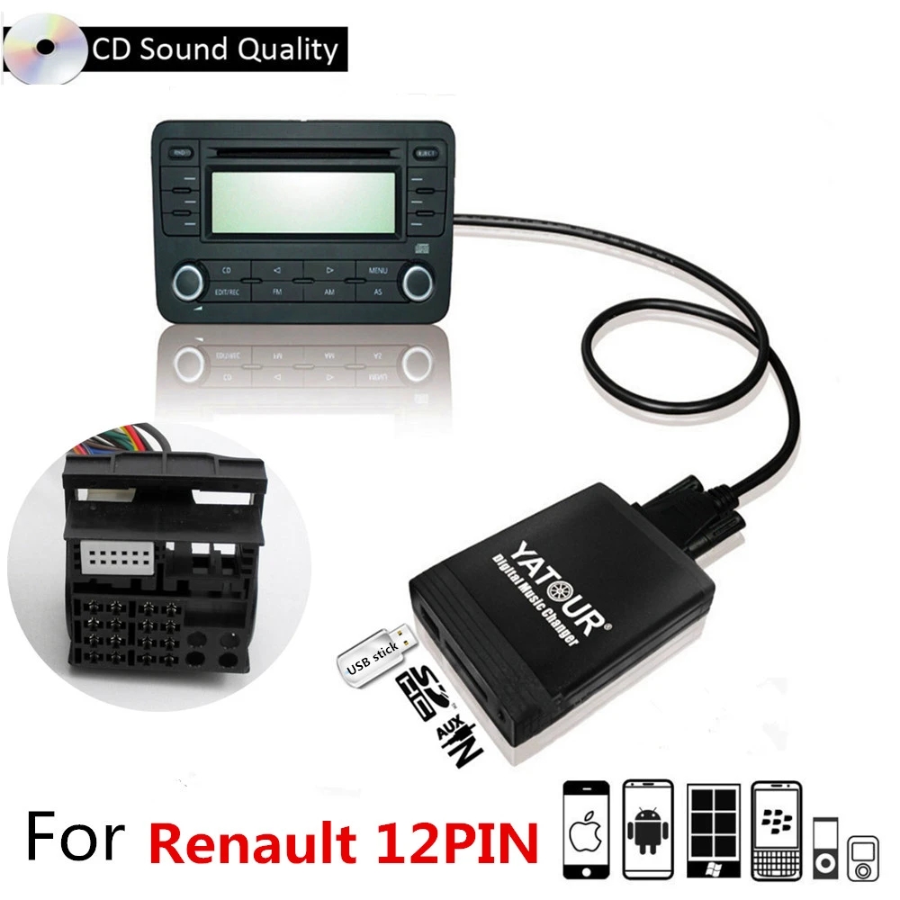 Reproductor MP3 con interfaz USB SD AUX para coche, adaptador cambiador de Digital de Radio Megane 3 Scenic 3 Laguna Traffic|Reproductores de MP3 de coche| - AliExpress