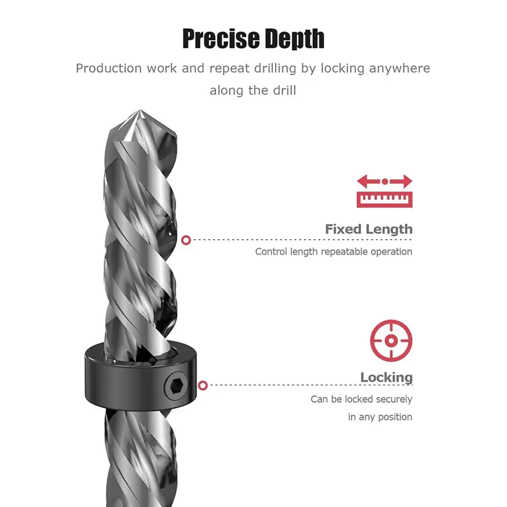 Boor Diepte Stop Bit Kraag Set Verstelbare Klepstandsteller Limiet Ring Inbussleutel Draai De Stopper Set-Schroeven Houtbewerking Tool