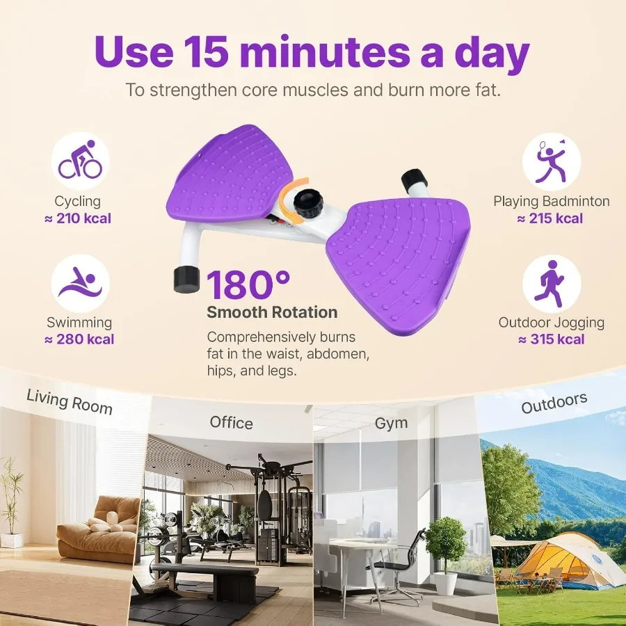 Waist Twister Machine with 300 lbs Weight Capacity, Abs Workout for Slim Waist and Core Ab Exercise, Noiseless Home Gym Exercise