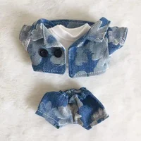 10cm chubby baby clothes cute celebrity dolls suitable for doll clothing denim sets 2