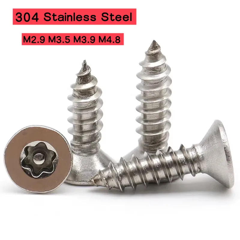 

M2.9 M3.5 M3.9 M4.8 304 Stainless Steel Torx Countersunk Flat Head with Column Pin Tamper Proof Security Self-tapping Wood Screw