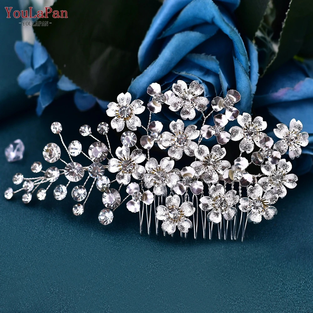 

YouLaPan HP514 Bridal Hair Comb Rhinestone Floral Headwear Wedding Hair Accessories Bride Headdress Pageant Woman Hair Clip