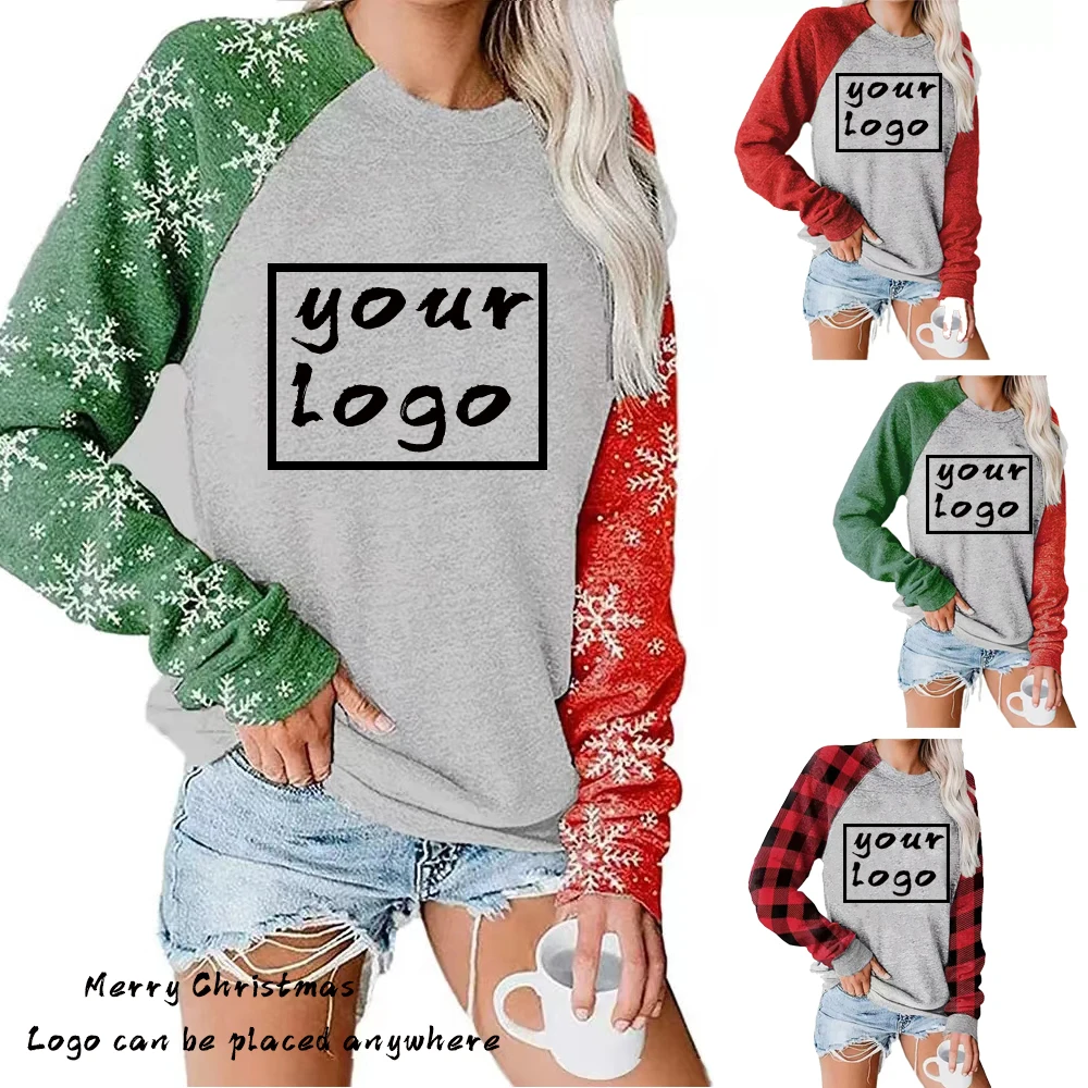 

Happy Christmas Gift Clothe Sweatshirt Long Sleeve Women Harajuku Custom Made Your Logo Graphic Print Hoodie Female