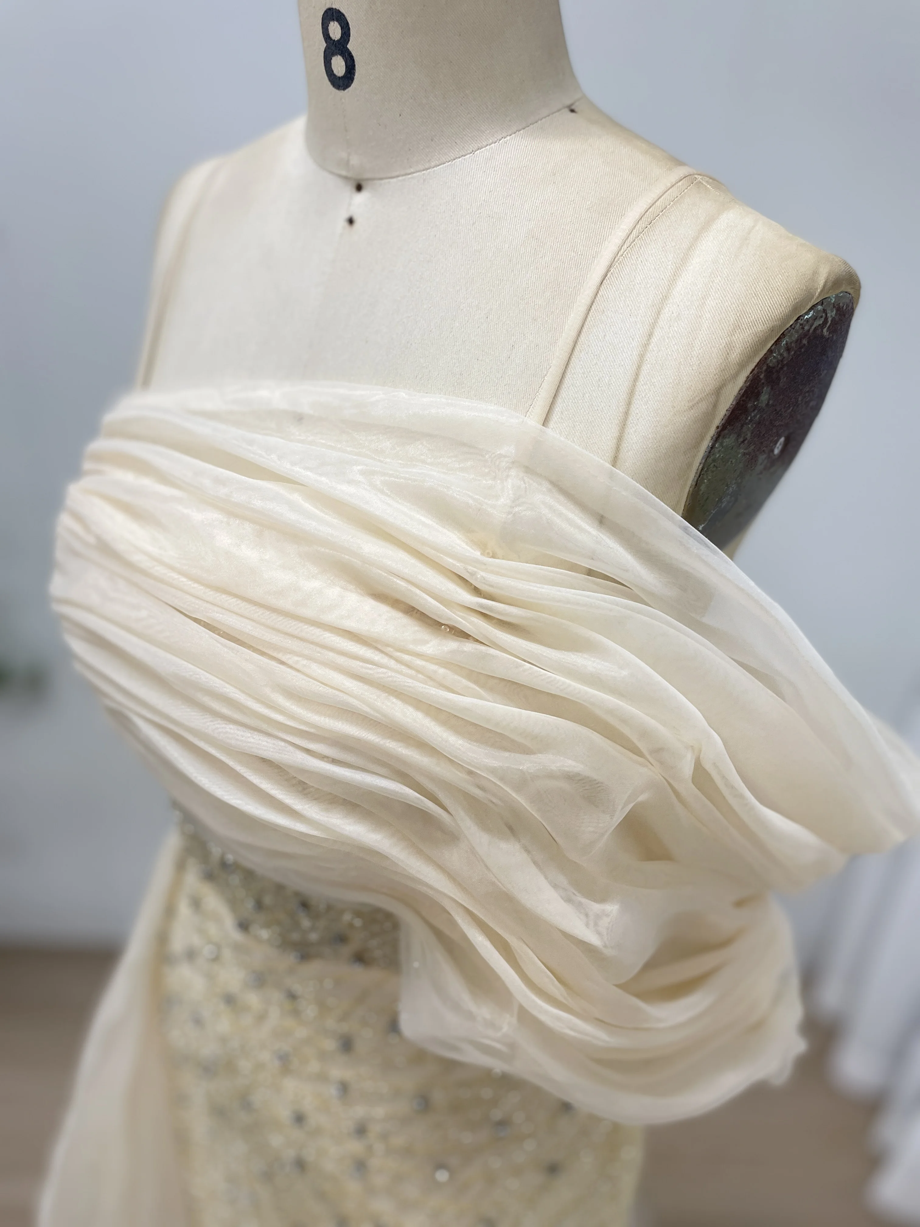 MYMB GRAU Pailletten-Meerjungfrau-Abendkleid mit Spaghettiträgern und transparenter Überrock-Schleppe für formelle Anlässe, Abschlussball-Events, neu MB40373 – Detail 17
