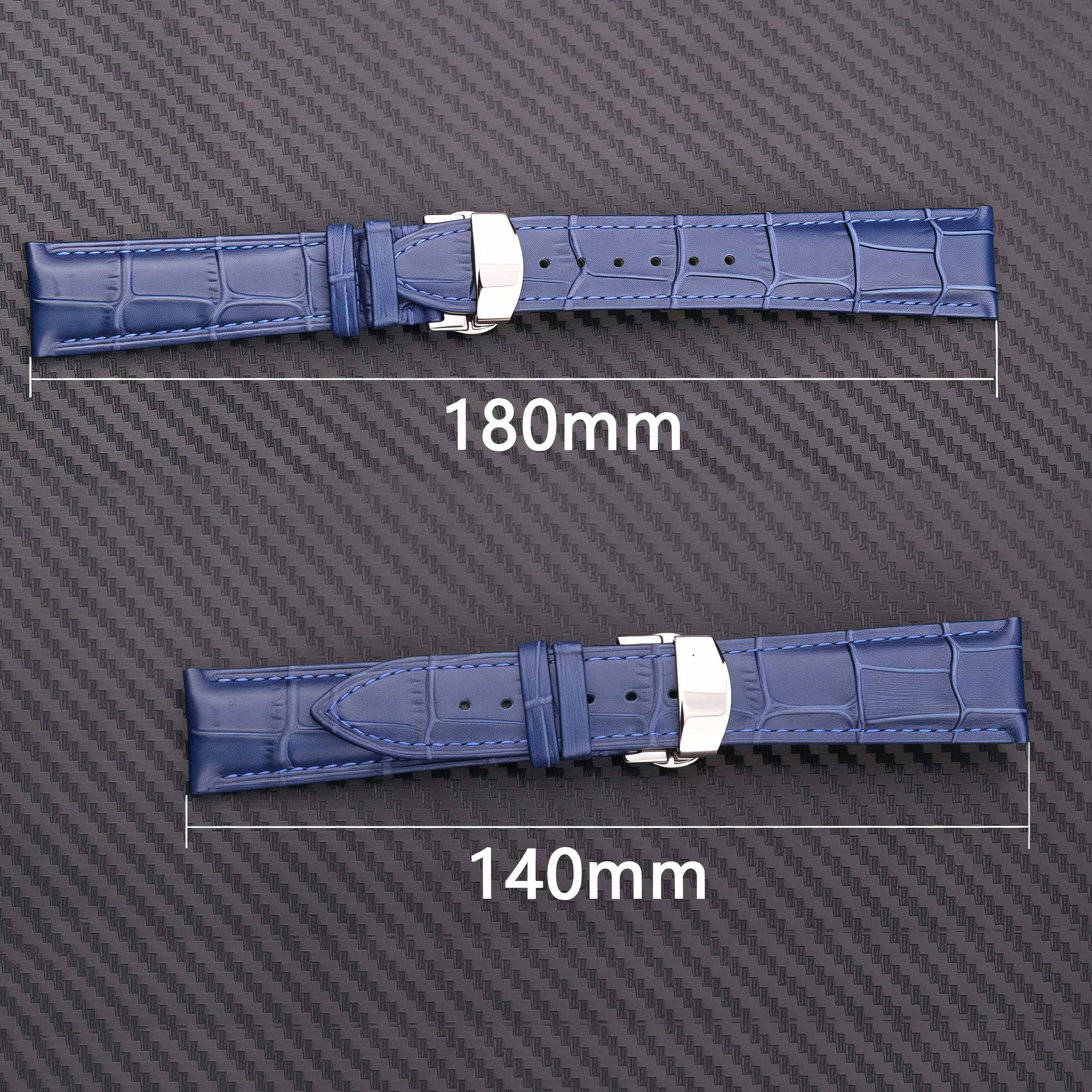 Premium Genuine Top Grain Leather Watch Band with Deployment Clasp, Universal Size 18-24mm