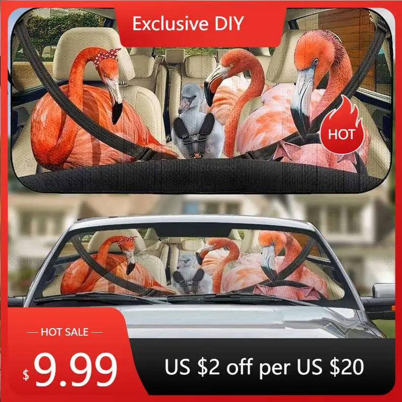 

Flamingo Family Car Sun Shade, Car Sun Shade, Flamingo Car Decoration, Flamingo Auto Sun Shade, Flamingo Lover, Car Accessory LN