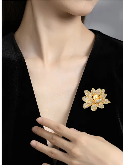 Lotus Flower Pearl Brooch, Accessories Lotus Brooch