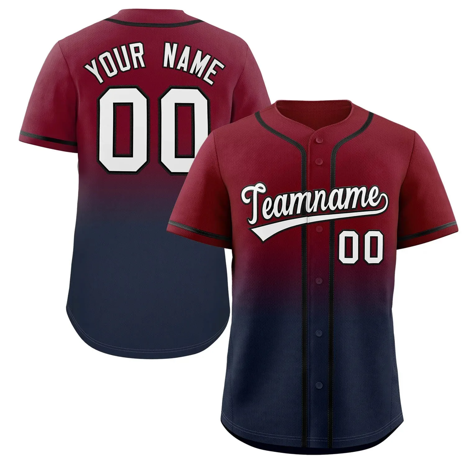thumbnail image 1 of Camiseta de béisbol con degradado, camiseta personalizada del equipo, impresión de nombre personal, número, rayas, ropa deportiva de hip hop, camiseta de béisbol para hombres, mujeres y niños, 1 of 5