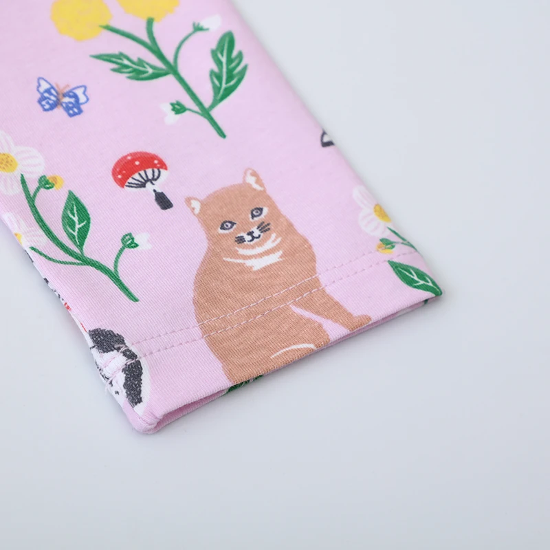 Baby Girls 2025 Autumn Spring Purple Pants Cartoon Flowers Cats Leggings Cotton Trousers Toddler Kids Clothes