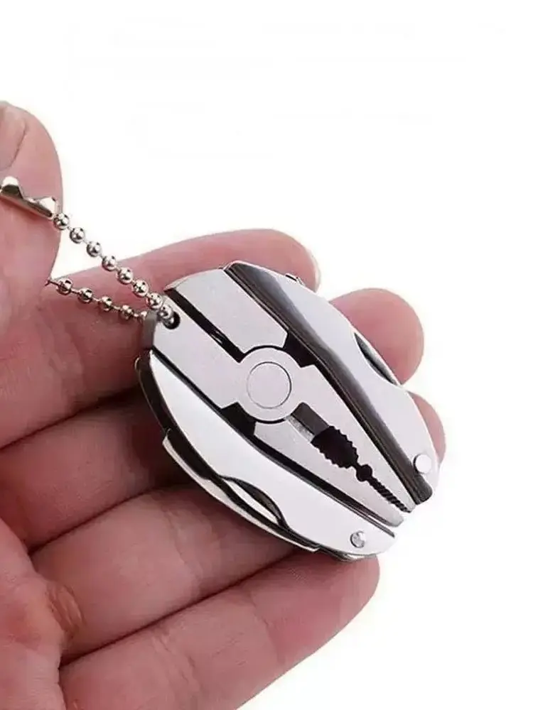 מחזיק מפתחות רב-כלי מפלדת אל-חלד - עיצוב נייד ומתקפל עם מברג ומסמרים