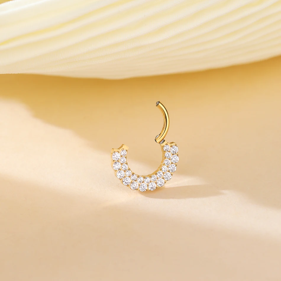 1Pc Titan Zirkon Nase Ring Klapp Septum Clicker Offene Nase Ring Mode Dame Piercing Frauen Runde Ohrringe Körper schmuck – Detail 4