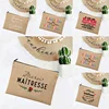 Linen Makeup Bags Thank You Teacher French Print Simple Wristlet Clutch Bag Beach Stationery Storage Travel Organizer Case Gifts 5