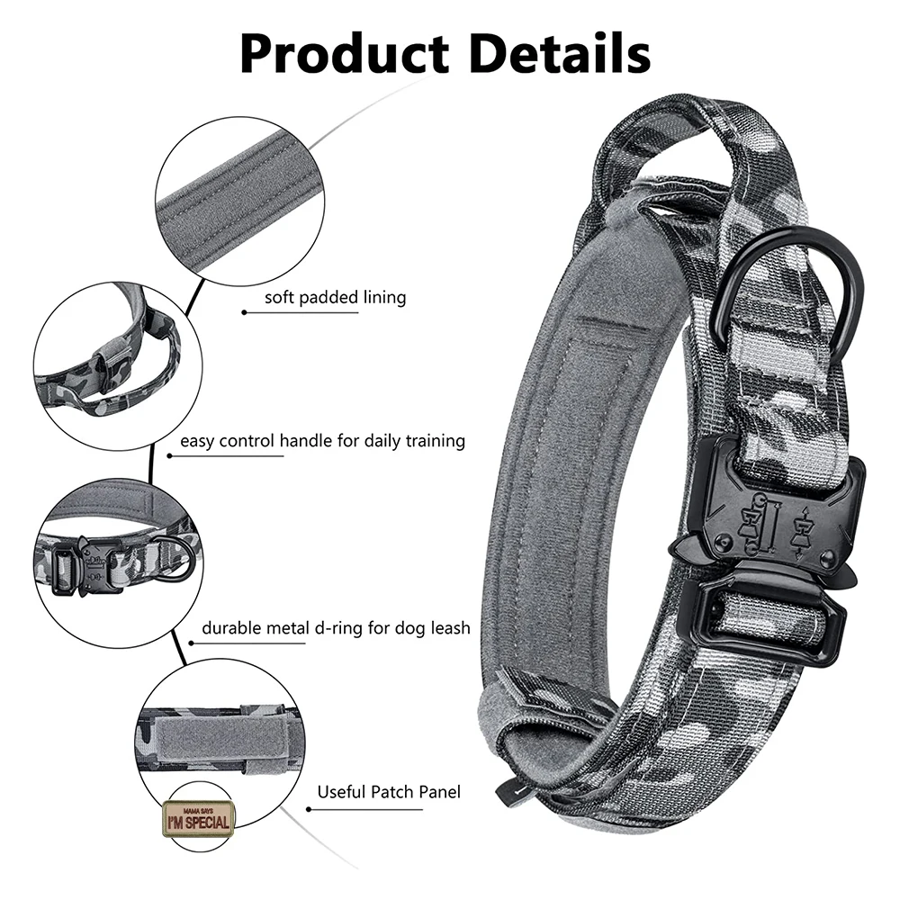 Military Tactical Dog Collar Nylon Adjustable Durable For Medium Large Outdoor Walking Training Pet Supplies German Shepherd dog collar pet collar