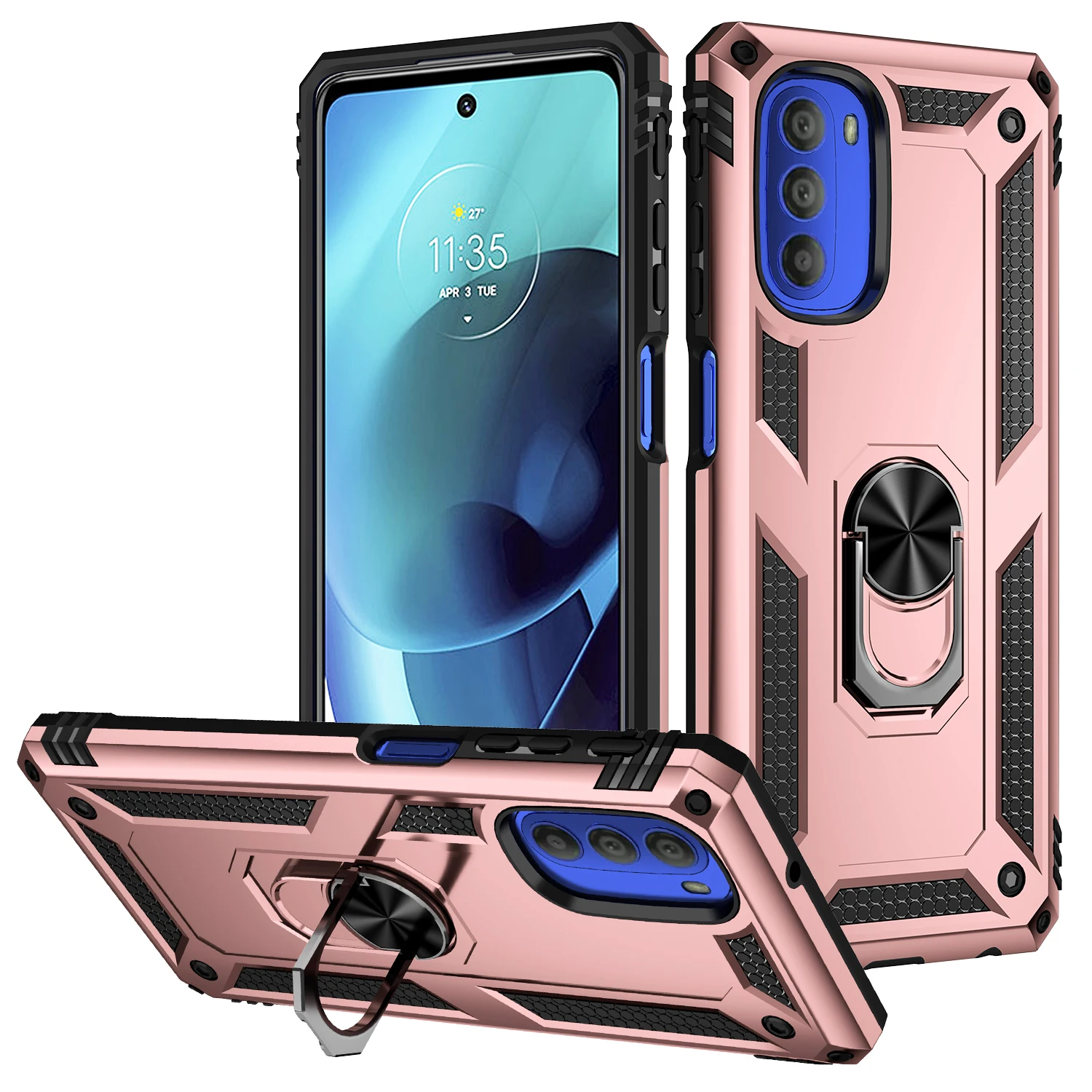 for Moto G 51 Cover Case for Motorola Moto G51 5G Shockproof Armor Rugged Military Protective Ring Holder Magnet Phone Case 4