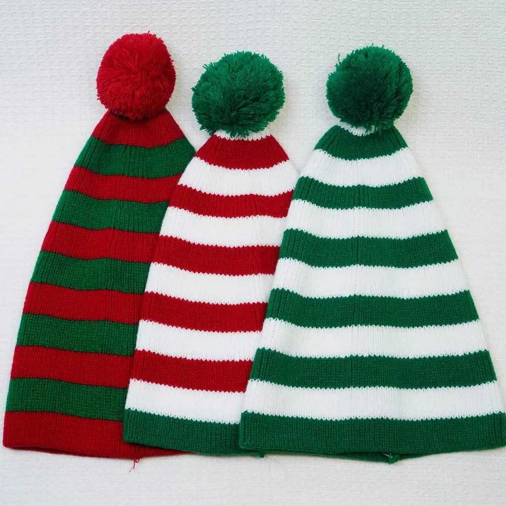 Adult Christmas Knit Hat Elf Santa Beanies Santa Red And Green Knit Crochet Hat Fancy Dress Accessory Xmas Party