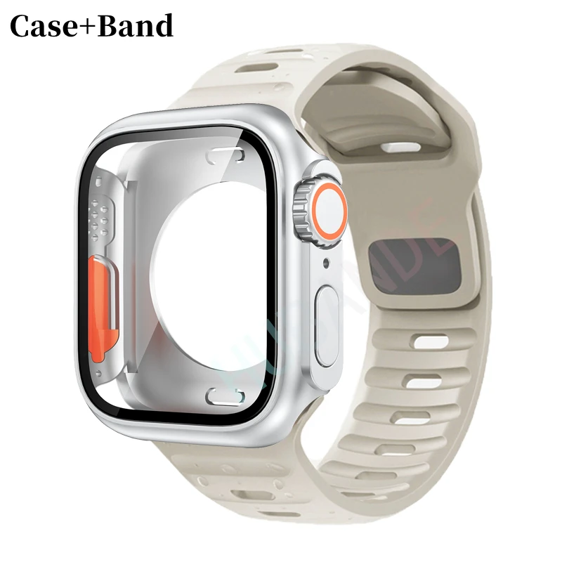 Sleek Silicone Watch Strap with Screen Protector Set