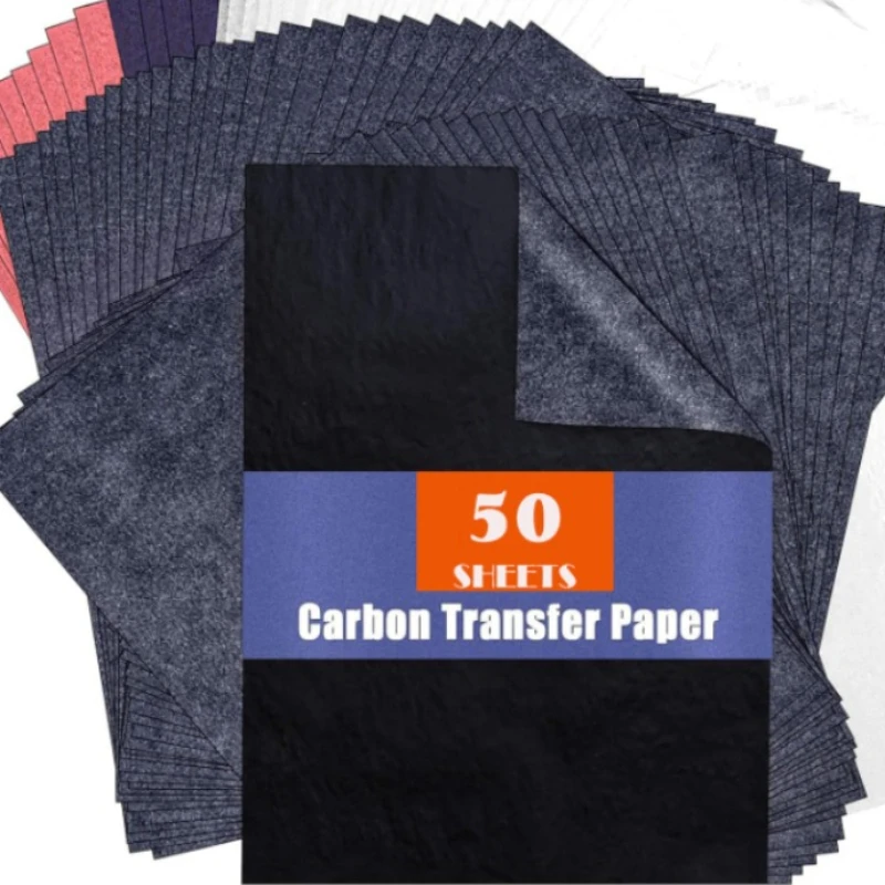 50pcs A4 Graphite Transfer Paper Tracing Painting Sheets Copy Graphite Paper for Drawing Patterns Sketch Canvas Fabric - 6