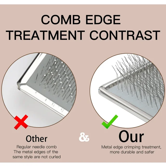 Solid Wood  Long Hair Pet Comb for Dog Pet Hair Remover Massage Short Cat Comb Pet Grooming Stainless Steel Combs for Dogs Hair 4