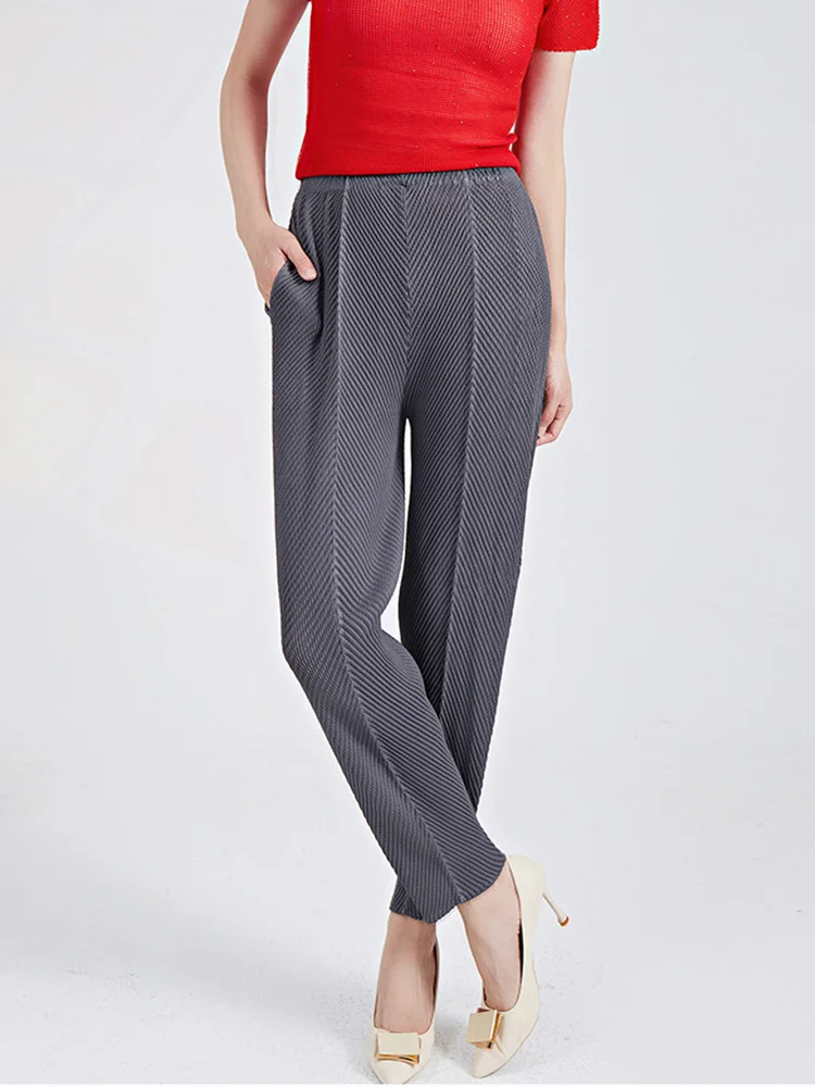 

Женские винтажные плиссированные брюки, Элегантные повседневные мешковатые брюки с широкими штанинами и эластичным поясом в уличном стиле, лето 2024