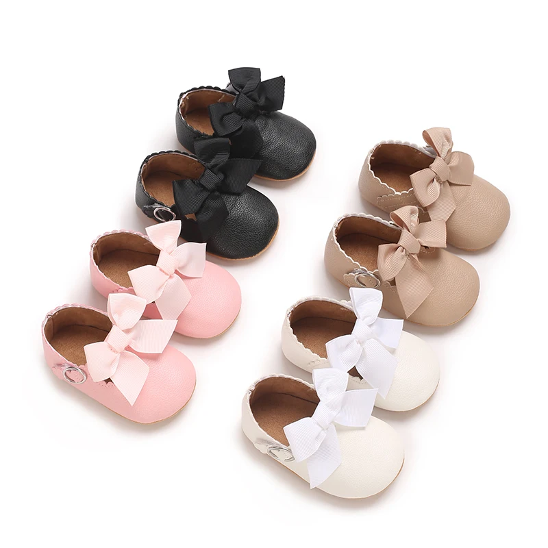 Girl Baby Soft Bottom Bow Princess Wedding Dress Mary Jane Flat Bottom Walking Shoes Newborn Lightweight Baby Sports Shoes baby shoes