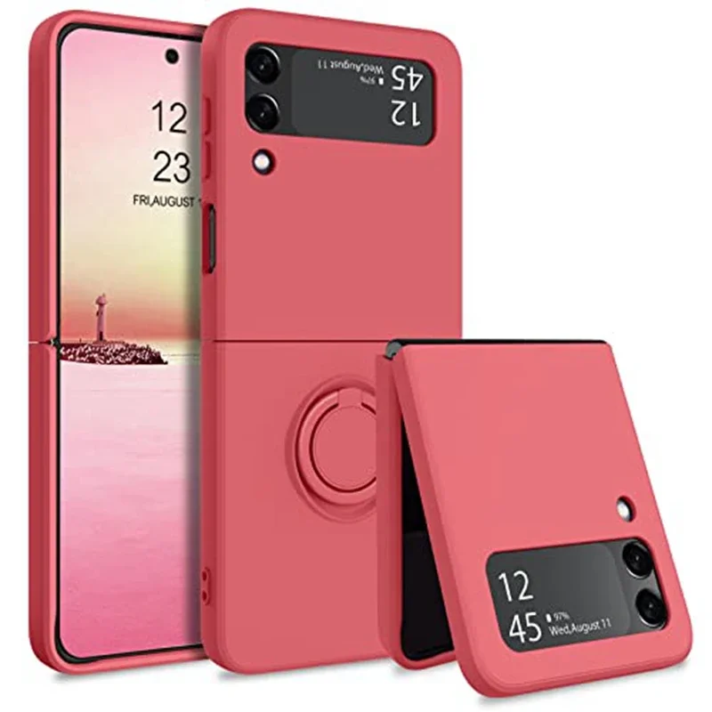 Luxurious Magnetic Ring Stand Silicone Phone Case with Bracket Skin Feel