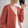 Autumn And Winter Women's V-neck Knitted Sweater 100% Knitted Long Staple Cotton Cardigan Basic Classic Korean Versatile Top SMY 4