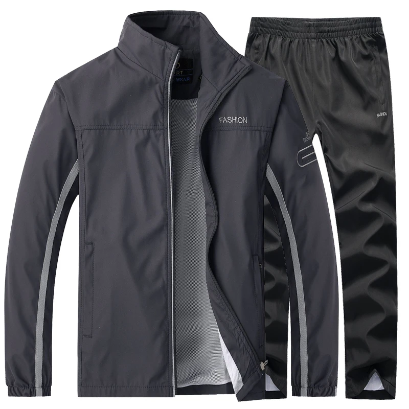 

Gyms Two Pieces Jacket+Pants Sets Casual Men's Track Suit Sportswear Fitness Clothing Tracksuits Men Autumn Sweatshirt Sportsuit