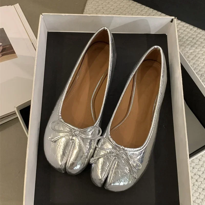 2025 Women Flats Soft Ballet Shoes Slip On Loafers Soft Moccasins Tabi Ninja Casual Shoes Mujer Ladies Shoes Bow Knot Mujer 4