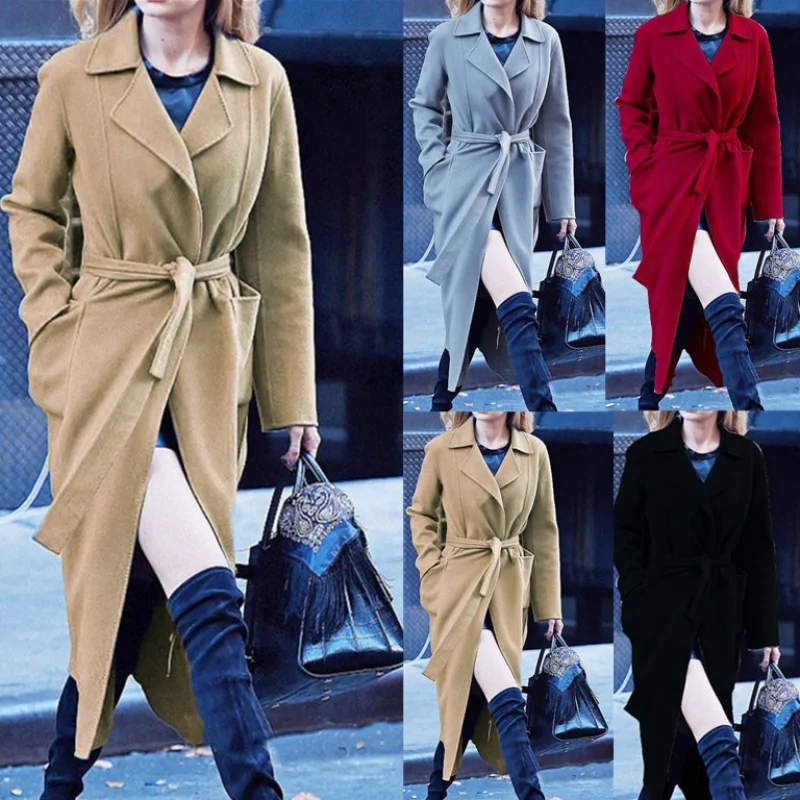 

Autumn and Winter Women's Woolen Jacket New Independent Station Extended Lapel Coat in Stock Wholesale Gzjr