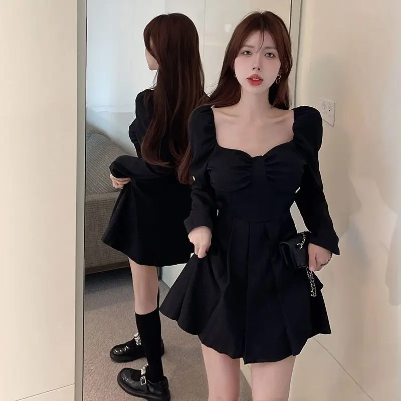 ☆韓国の人気☆【OPEN YY】☆ROLLED MINI DRES.S☆ Long Sleeve Mini Dresses for Women 2023 Party Solid Sexy