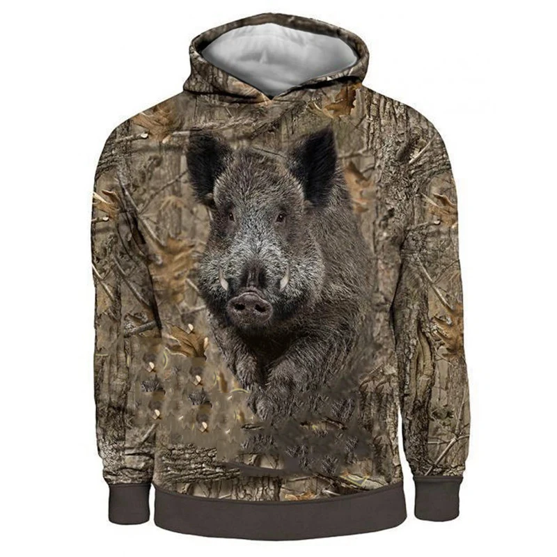 Man 3D camo hunting animals bird fashion long-sleeve casual hoodie