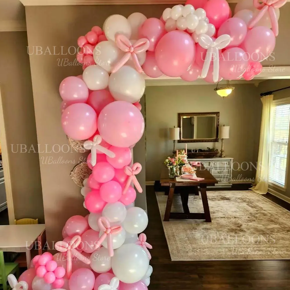 Kokette rosa Ballonbogen Pastellblau Maca Lila Rosa Schleife Ballons Girlande für Mädchen Geburtstag Braut Babyparty Hochzeitsdekoration – Detail 7