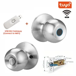 Biometric Fingerprint Keyless Smart Door Lock - Single tongne (Silver and Gateway)