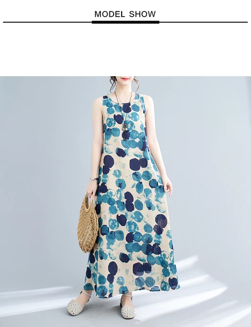Vestidos Vintage de lunares de algodón sin mangas para mujer