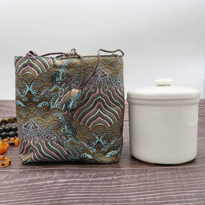 4Sizes Creative Travel Tea Set Portable Thickened Tea Cozies Storage Bag Vintage Embroidery Cup Bag Tools 1OCS LF521