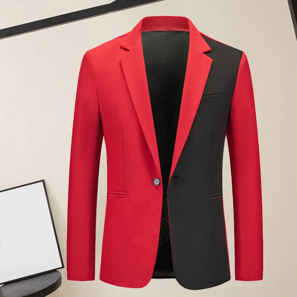 Mens Blazer Men Coat Single Button Suit Jacket Formal Business Men's Suit Coat With Notch Lapel Single Button Closure Slim Fit Men Blazers