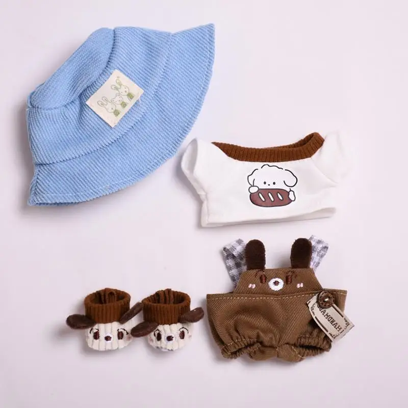 17cm Cute Mini Plush Doll'S Clothes Outfit Accessories For Korea Kpop Exo Labubu Idol Dolls Dog Overalls Set Clothing Kid Gift 6