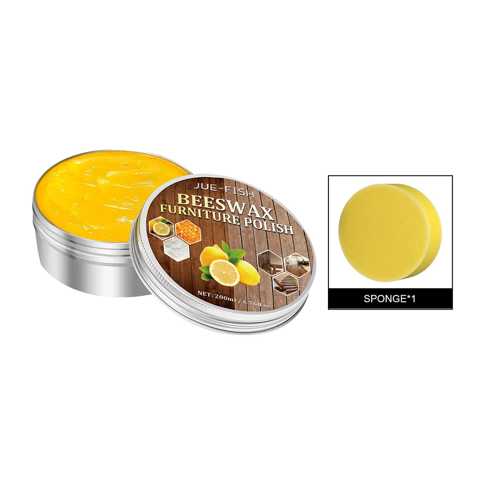 200g Wood Surface Cleaner Wax Natural Beeswax Furniture Polishing Oil Waterproof Wood Door Maintenance Wax with Sponge Home Use wood wax wood wax oil furniture maintenance material furniture polishing seasoning