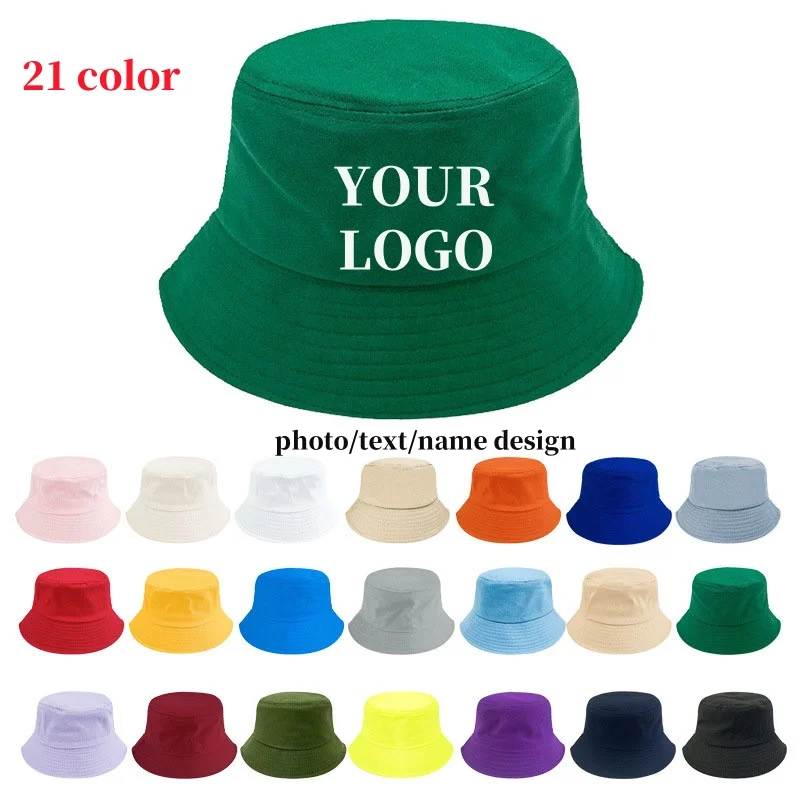 DIY Print Embroidery Bucket Hats Fisherman Cap Basin Caps Panama gorros Cotton Sun Hats