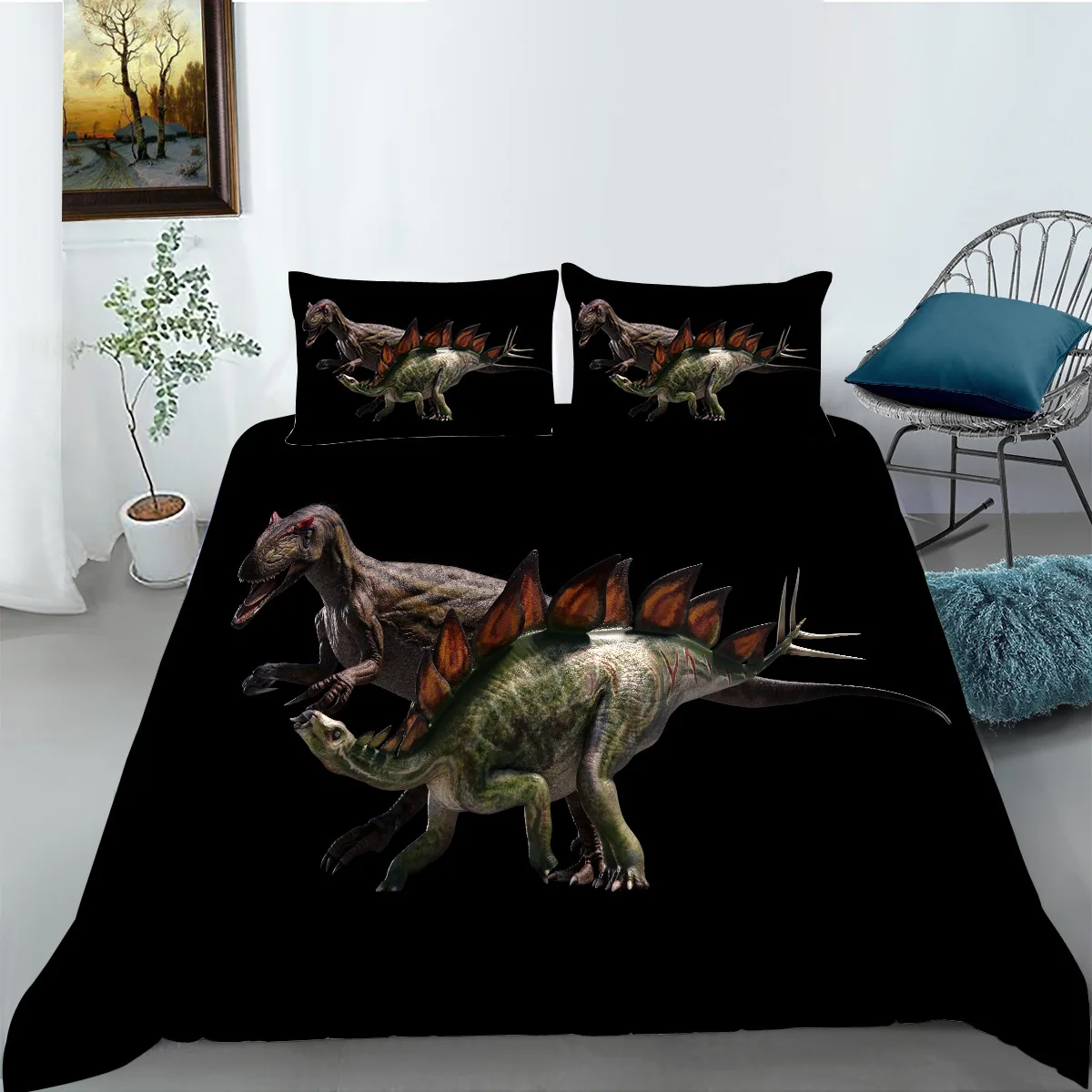 Fundas Nordicas Cama 90 135x190 Dinosaurio Gris Ropa de Cama de Microfibra  Antialérgico con Funda Nórdica y 2 Funda de Almohada 50x75