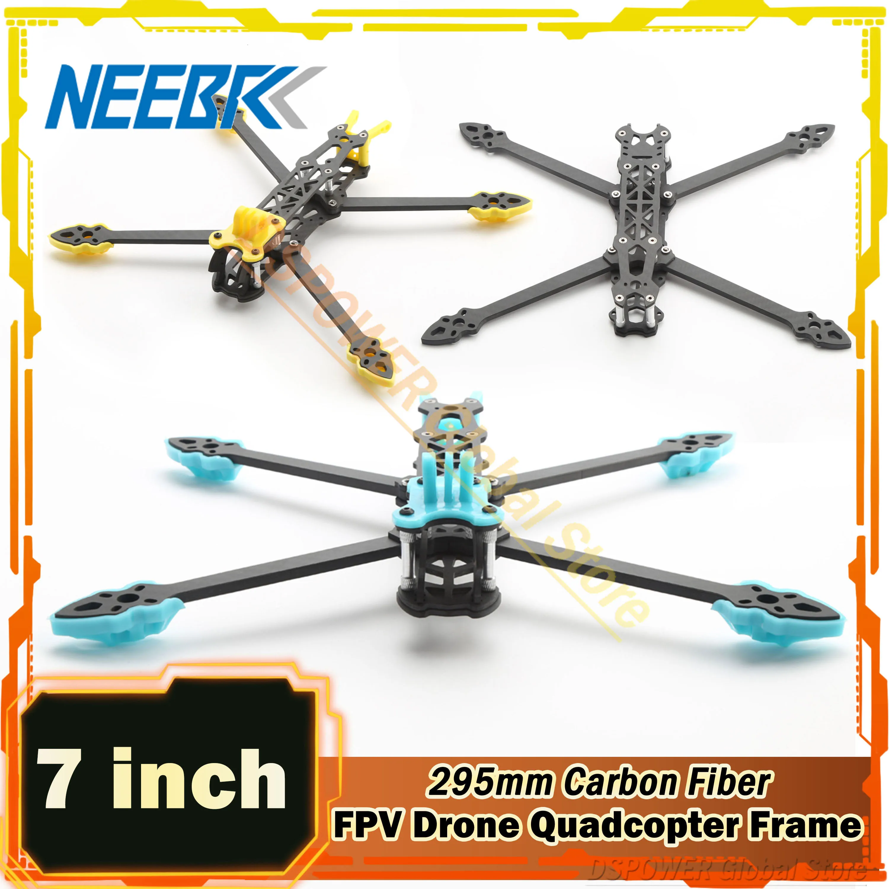 

7inch RC Racing FPV Drone Quadcopter Frame 295mm Carbon Fiber 5mm Arm Kit for Mark4 Four-axle Aerial Model Plane Rack Freestyle