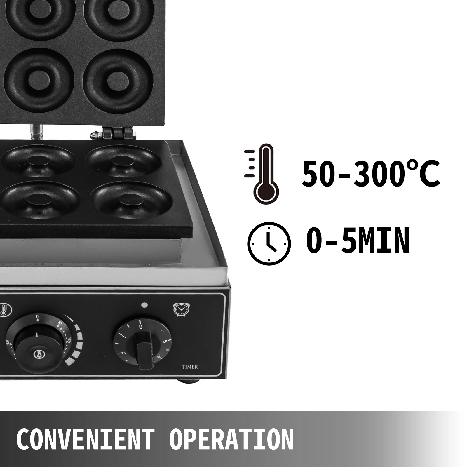 VEVOR 6-Hole Electric Donut Maker – Non-Stick Stainless Steel 5