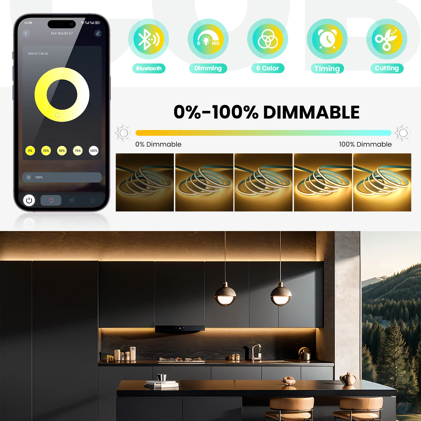 Advanced Wireless Remote Controller for Adjustable CCT LED Strip Lighting