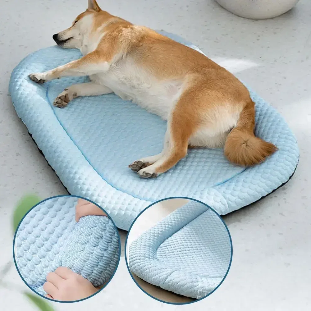 Cooling Dog Bed Ice Silk Breathable Pet Cushion For Summer Comfort_voghion.com