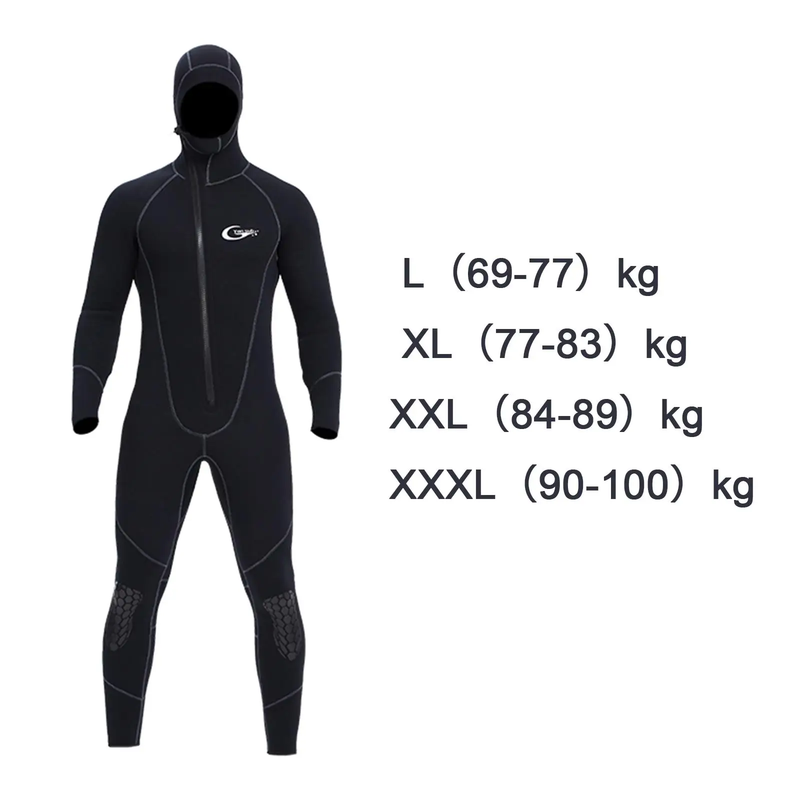 Mens Wetsuits Jumpsuit Full Body 5mm Neoprene Hooded Wet Suit Swimming Suit for Water Sports Kayaking Snorkeling