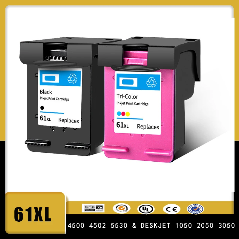 

Vilaxh 1SET 61XL Compatible Ink Cartridge for HP61 for HP 61 XL Envy 4500 4502 5530 Deskjet 1050 2050 3050 3054 3000 1000