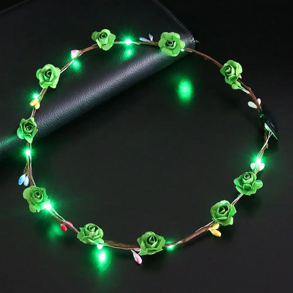 LED Headband Glowing Light Flower Princess Garland Girls Women Birthday Wedding Crown Wreath Costume Cosplay Hair Accessories