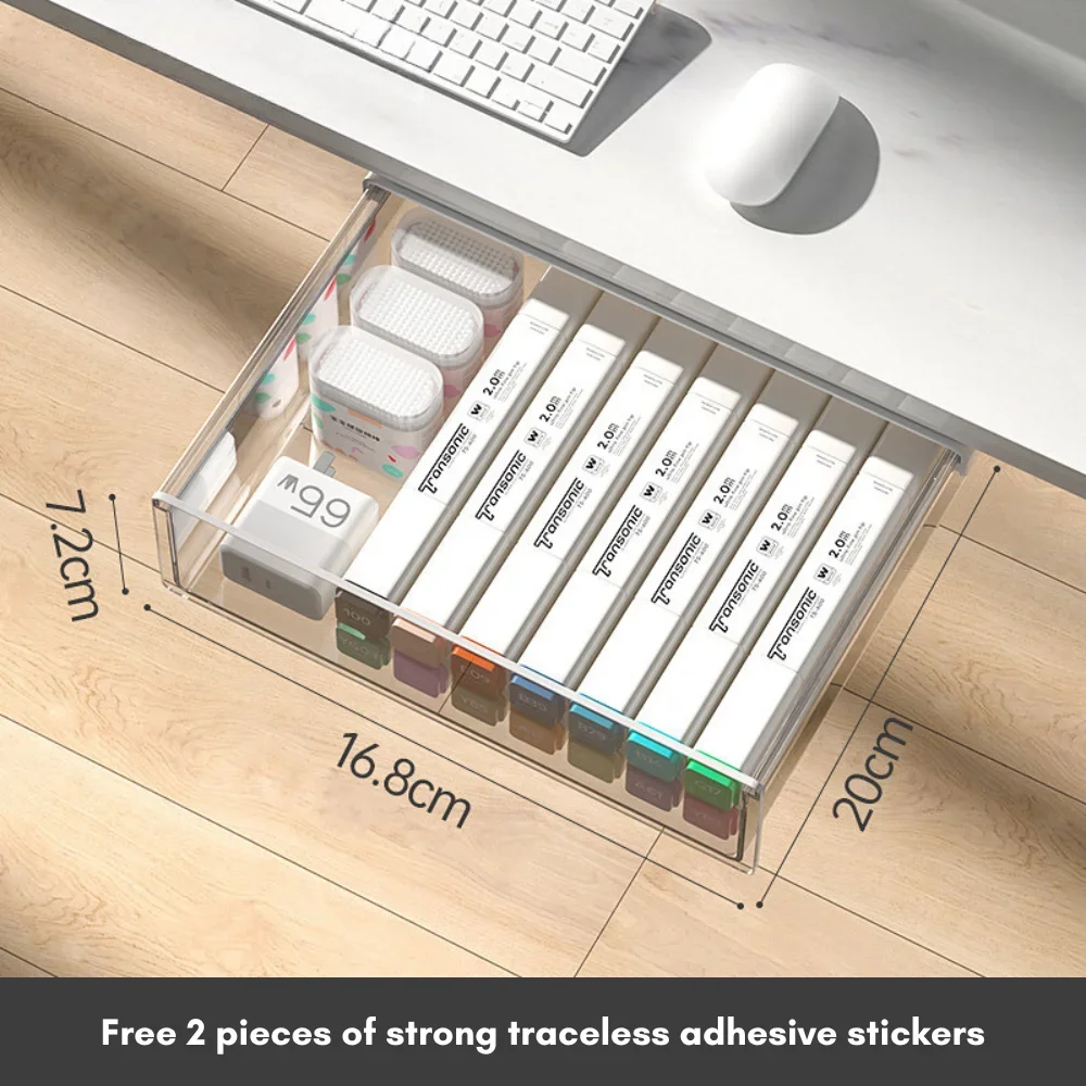 Masa altı çekmece saklama kutusu, büyük kapasiteli masa görünmez saklama kutusu kurulumu kolay raf masası kırtasiye organizatörü